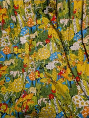Retro 70s JP Stevens Utica Botanical Zoo Curtains 2 Panels MCM Jungle Safari EVC